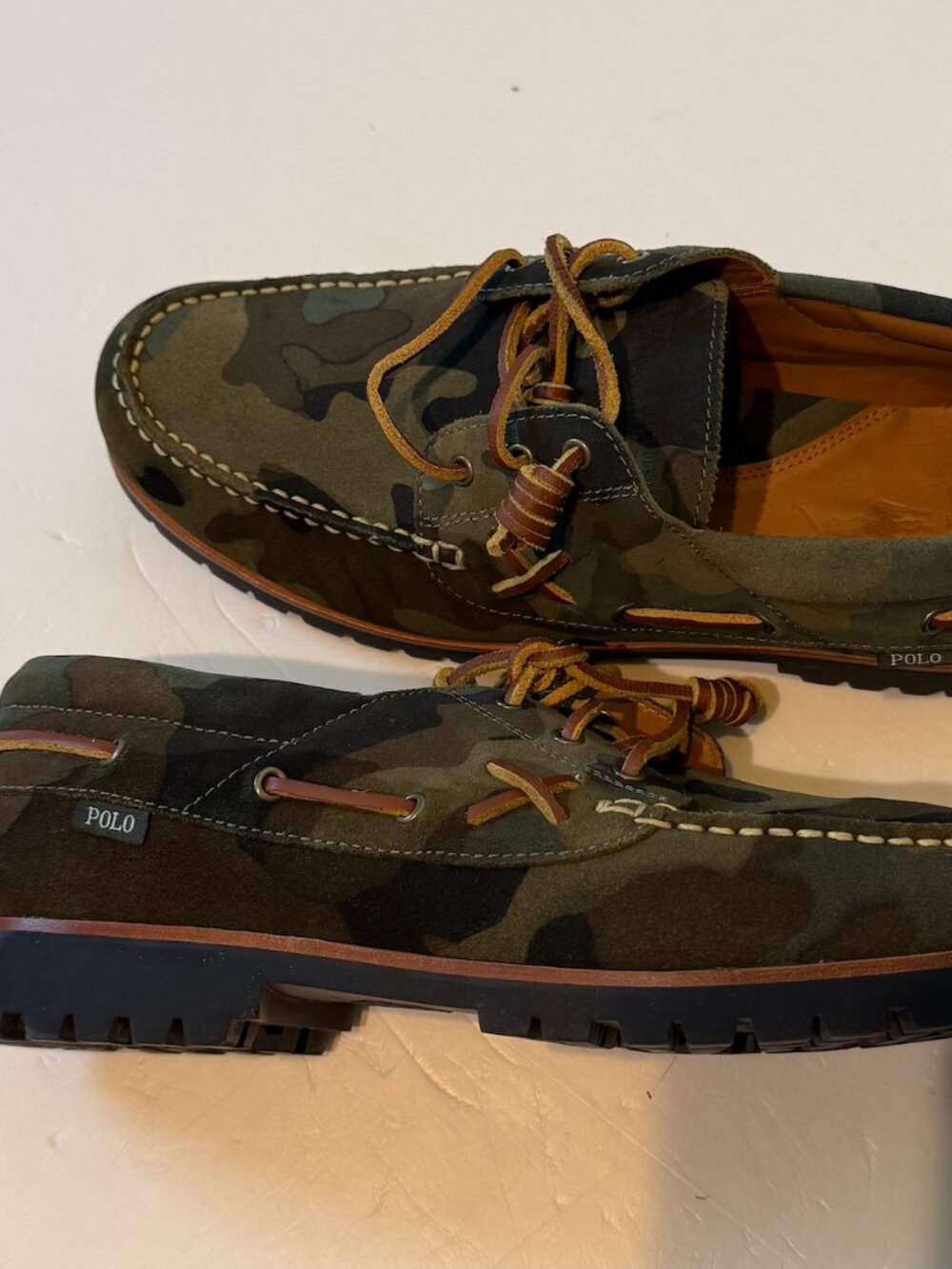Polo Ralph Lauren Ranger Deck Suede Shoes Men Size 11 Camo Green Camouflage RARE